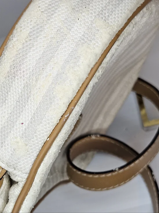 Authentic Vintage Fendi Striped Logo Canvas & Leather Crossbody Shoulder Y2K - Picture 13 of 16